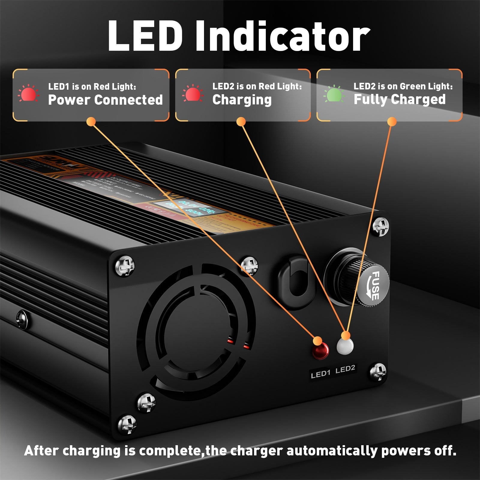 Suraziki Lead Acid Battery 60V 3A Battery Charger for 60V Lead Acid AGM GEL Deep Cycle and Auto Starting Batteries, LED Display, Full Protection，Aluminum alloy shell