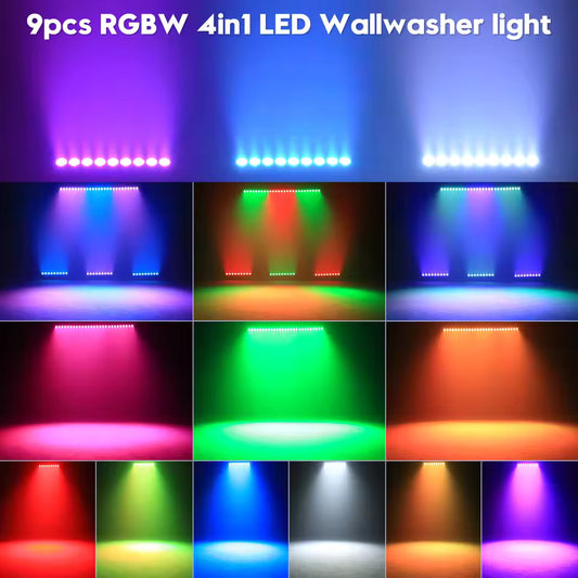 60W Wall Washer Light, 9 LEDS 4-in-1 RGBW light, Stage Lighting Effects, DJ Party Light, Projector Light, suitable for Disco Theaters