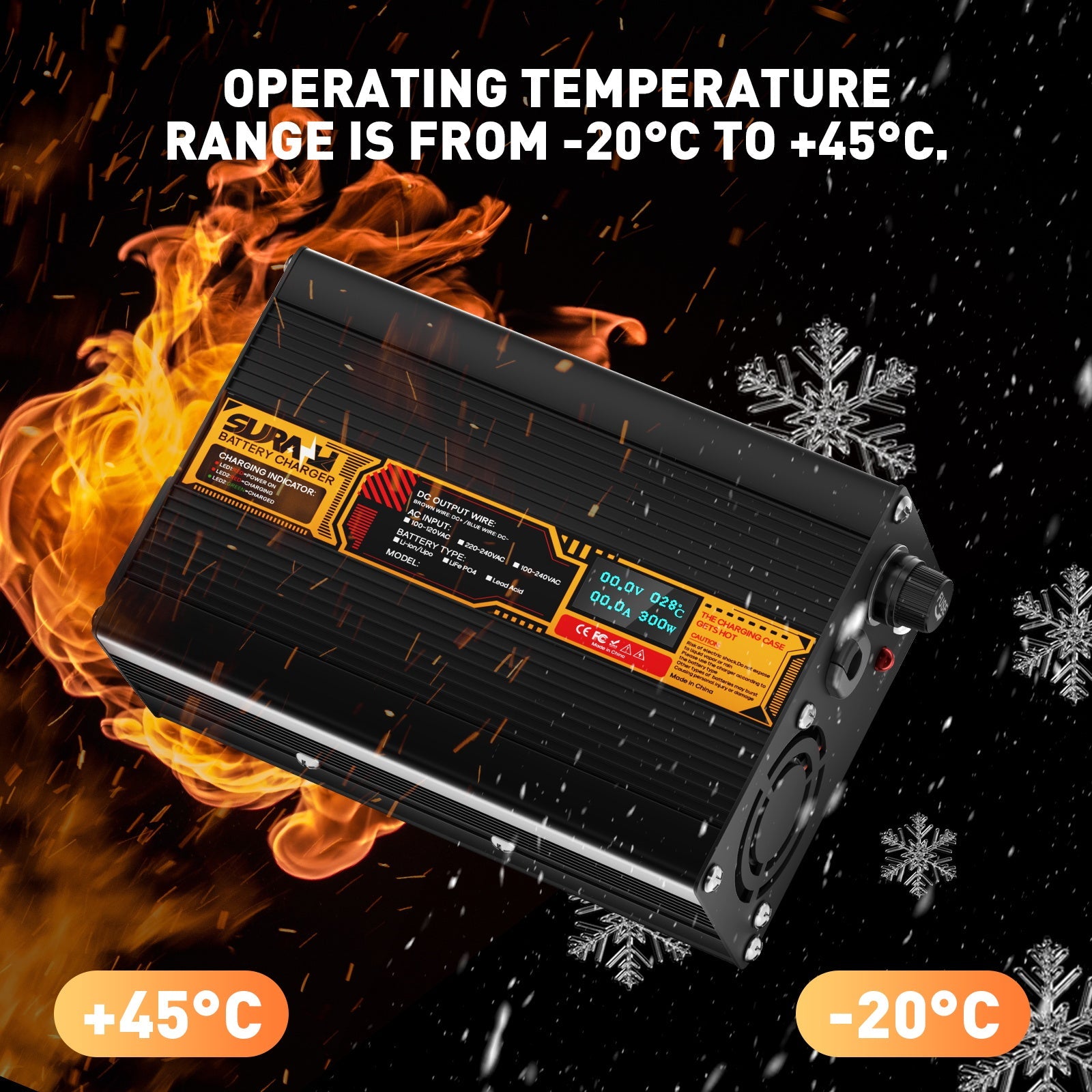 Suraziki LiFePO4 73 V 3 A Batterieladegerät für 60 V/64 V Lithium-Eisenphosphat-Batterien, LED-Anzeige, vollständiger Schutz