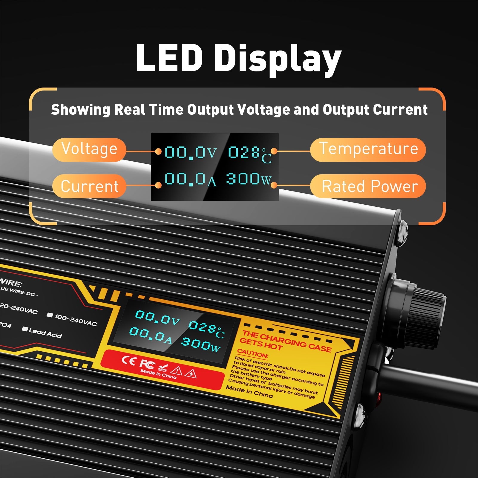 Suraziki LiFePO4 73 V 4 A Batterieladegerät für 60 V/64 V Lithium-Eisenphosphat-Batterien, LED-Anzeige, vollständiger Schutz