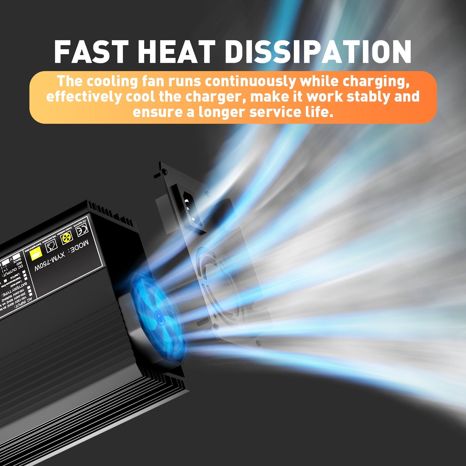 12V 30A LiFePO4 batteriladdare, laddningsspänning 14.6V, 0V BMS aktiveras, automatisk avstängning, med Anderson 50A snabbladdningskontakt
